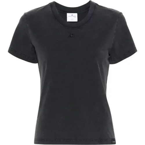 Graues AC Straight Stonewashed T-Shirt , Damen, Größe: L - Courrèges - Modalova