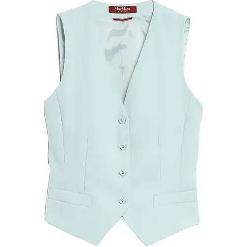 Aquamarine Satin Crepe Single-Breasted Vest , female, Sizes: M - Max Mara - Modalova