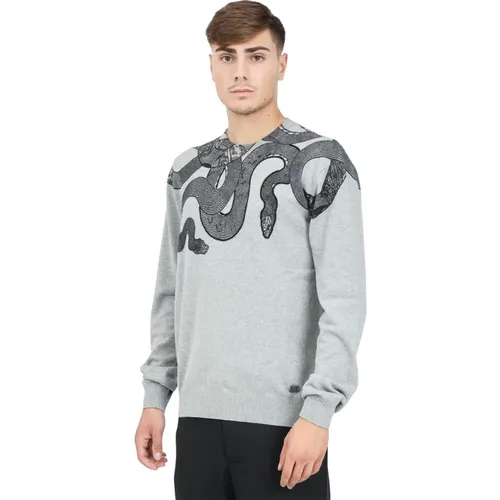 Schlangen Grafik Pullover , Herren, Größe: L - Just Cavalli - Modalova