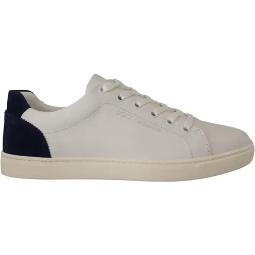 Weiße Blaue Leder Low Top Sneakers - Dolce & Gabbana - Modalova