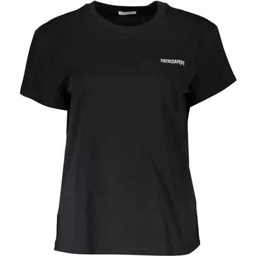 Schwarzes Besticktes Baumwoll-Crewneck-T-Shirt , Damen, Größe: XS - PATRIZIA PEPE - Modalova