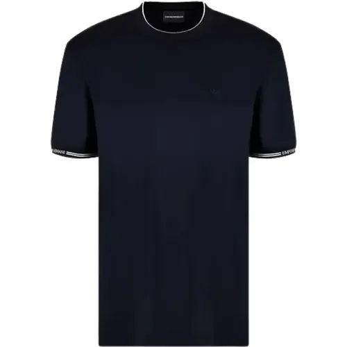 Navy Neck T-Shirt , Herren, Größe: 2XL - Emporio Armani - Modalova