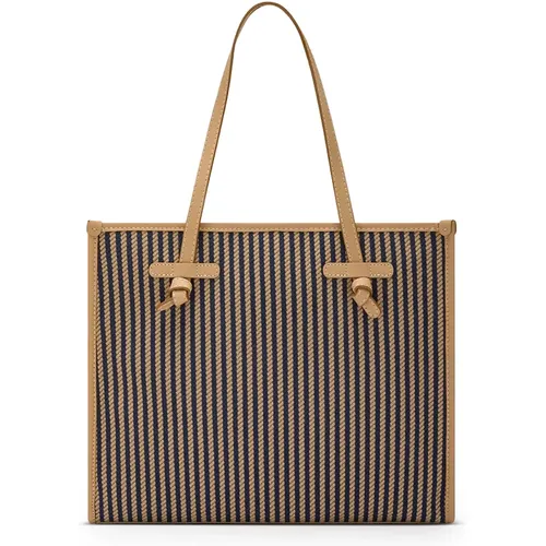 Striped Cotton Shopping Bag Brown , female, Sizes: ONE SIZE - Gianni Chiarini - Modalova
