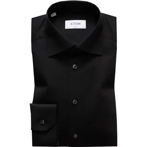 Moderne Schwarzes Signature Twill Hemd , Herren, Größe: 4XL - Eton - Modalova