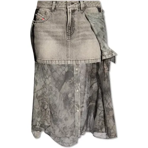 O-Jeany panelled skirt , female, Sizes: XL, L - Diesel - Modalova