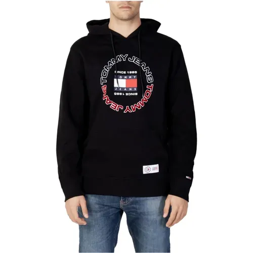Schwarzer Print-Sweatshirt für Herren , Herren, Größe: XL - Tommy Jeans - Modalova