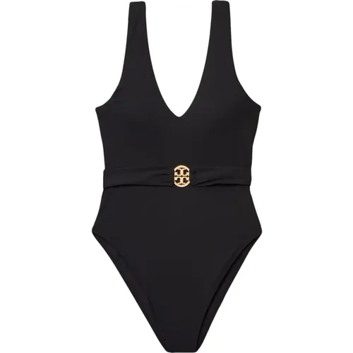 Miller Plunging V-Neck Swimsuit , female, Sizes: S - TORY BURCH - Modalova