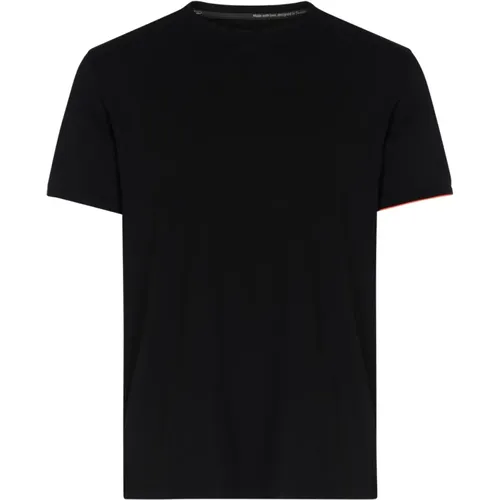 Atmungsaktives schwarzes T-Shirt mit orangefarbenem Saum , Herren, Größe: 3XL - RRD - Modalova