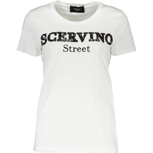 Besticktes weißes Baumwoll-T-Shirt - Ermanno Scervino - Modalova