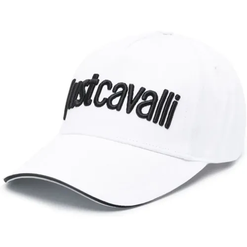 Weiße Baumwoll-Twill Logo bestickte Mütze - Just Cavalli - Modalova