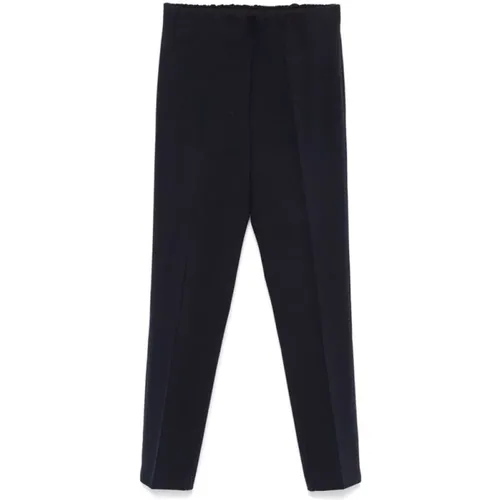 Midnight Blue Textured Trousers , female, Sizes: M, L - Le Tricot Perugia - Modalova