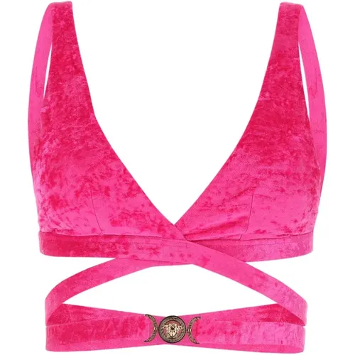 Top-Bikini aus verlängertem Fuchsia-Velvet , Damen, Größe: L - Versace - Modalova