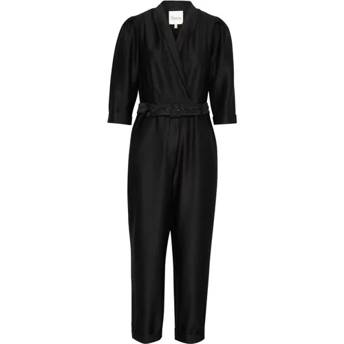 Eleganter Schwarzer Jumpsuit mit Gürtel , Damen, Größe: L - My Essential Wardrobe - Modalova