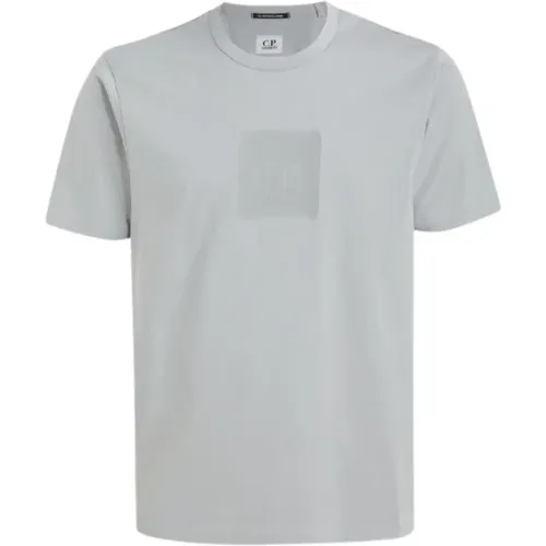 Graues T-Shirt mit Logo-Print , Herren, Größe: M - C.P. Company - Modalova