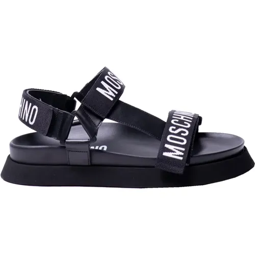 Logo Flat Sandals , female, Sizes: 2 UK - Moschino - Modalova