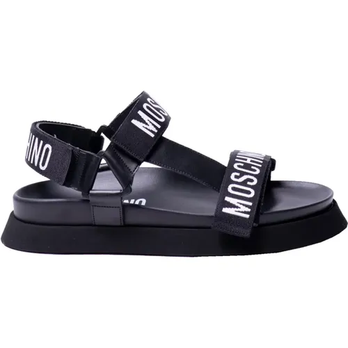 Logo Flat Sandals , female, Sizes: 3 UK, 2 UK - Moschino - Modalova