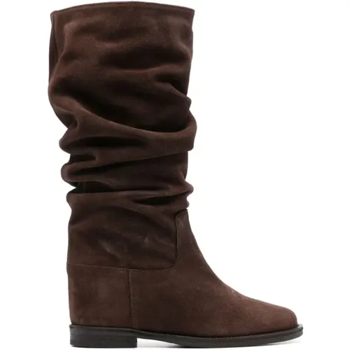 Suede Calf-Length Boots , female, Sizes: 3 UK - Via Roma 15 - Modalova