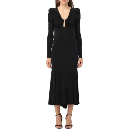 Schwarzes Midi-Kleid für moderne Frauen , Damen, Größe: M - Aniye By - Modalova