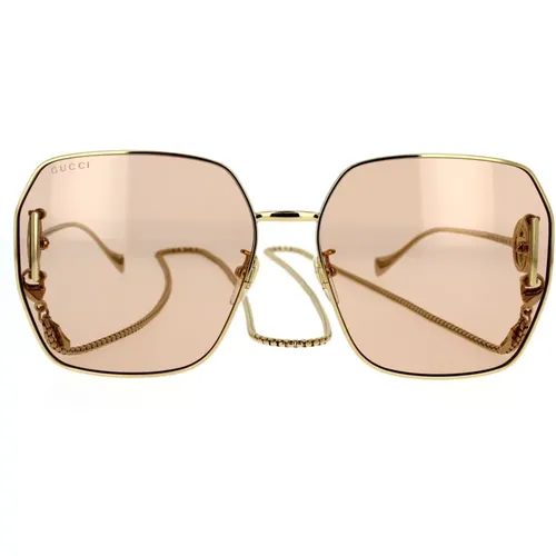 Quadratische Oversized Sonnenbrille aus Metall mit abnehmbarer Kette,Stylische Sonnenbrille Gg1207Sa - Gucci - Modalova
