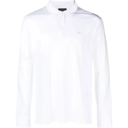 Long Sleeve Polo with Eagle Logo , male, Sizes: M - Emporio Armani - Modalova