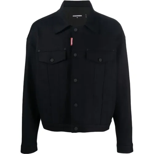 Stilvolle Schwarze Leichte Jacke für Herren - Dsquared2 - Modalova