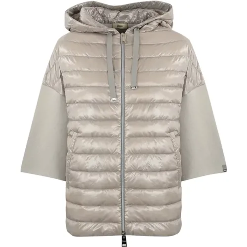 Grey Quilted Cotton Nylon Coat , female, Sizes: XL, M, S, XS, L - Herno - Modalova
