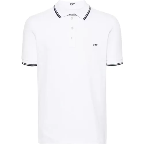 Fay , Polo ,White male, Sizes: 2XL - Fay - Modalova