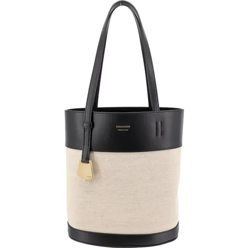 Leather Bucket Bag Backpack , female, Sizes: ONE SIZE - Salvatore Ferragamo - Modalova