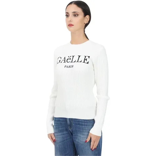 Weißer Rundhalspullover Casual Herbst Winter , Damen, Größe: L - Gaëlle Paris - Modalova