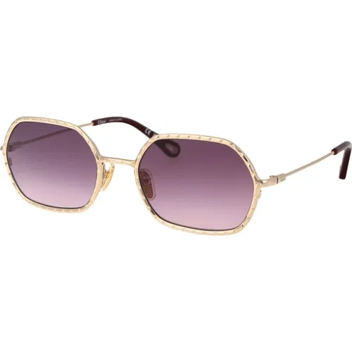 Stylische Sonnenbrille mit Modell CH0231S,Rechteckige Sonnenbrille mit violetten Gläsern - Chloé - Modalova