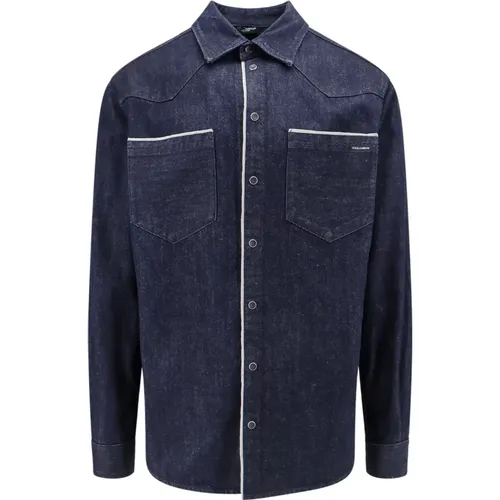 Denim Hemd mit Logo , Herren, Größe: M - Dolce & Gabbana - Modalova