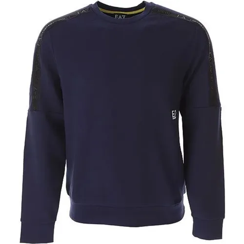 Regular Fit Baumwollpullover - Blau , Herren, Größe: L - Emporio Armani EA7 - Modalova