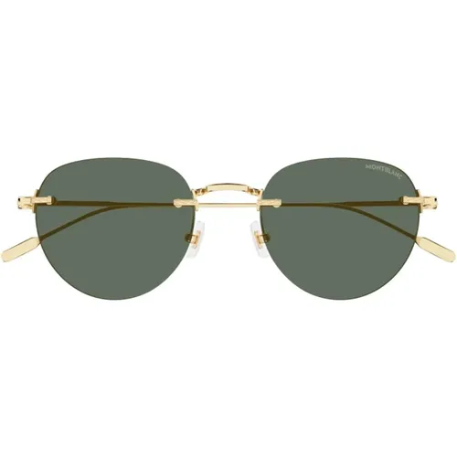 Mens Metal Griff Sunglasses with Green Lenses , male, Sizes: 51 MM - Montblanc - Modalova