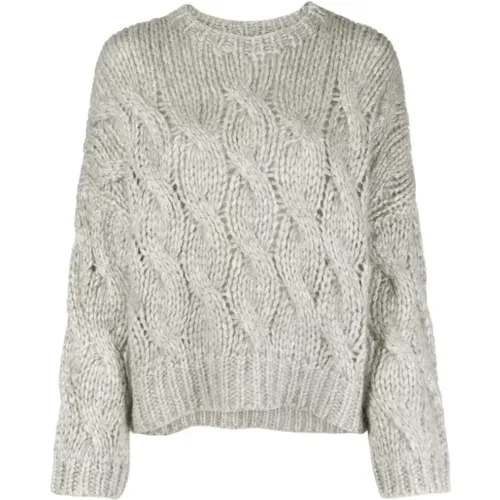 Cable-knit jumper grey , female, Sizes: M, S - BRUNELLO CUCINELLI - Modalova