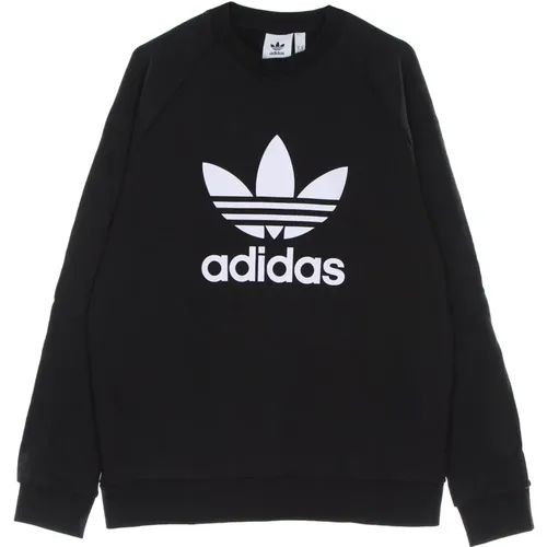 Klassischer Trefoil Crewneck Sweatshirt Schwarz/Weiß , Herren, Größe: L - Adidas - Modalova