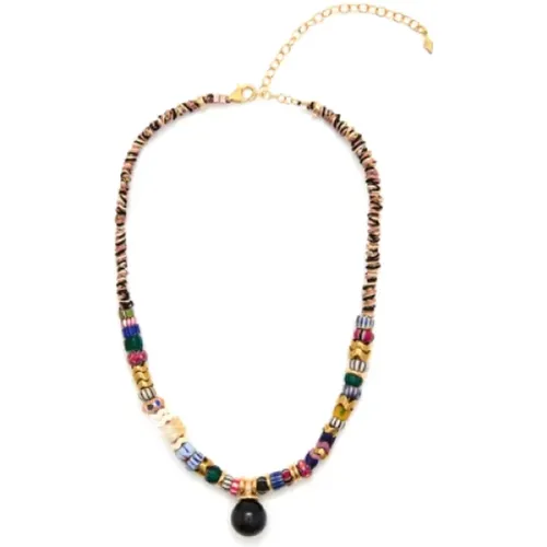 Handgewebte Schlangenkette mit Vintage Afrikanischen Perlen , Damen, Größe: ONE Size - Gachon Pothier - Modalova