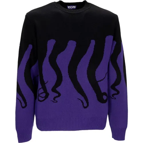 Lila/Schwarzer Herren Pullover Stilvoll , Herren, Größe: XL - Octopus - Modalova