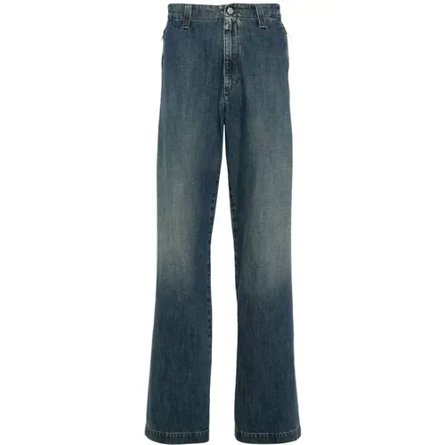 Indigo Blaue Weite Bein Jeans , Herren, Größe: S - MM6 Maison Margiela - Modalova