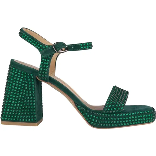 Jeweled Block Heel Sandals , female, Sizes: 8 UK, 5 UK, 6 UK, 4 UK, 7 UK, 2 UK - Alma en Pena - Modalova