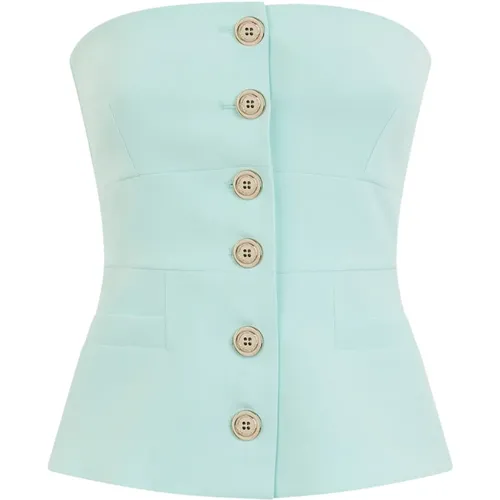 Turquoise Strapless Button-Up Top , female, Sizes: XS, 2XS, M - pinko - Modalova