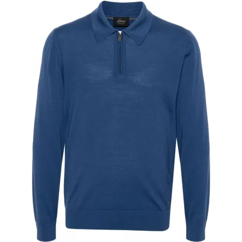 Marineblaues Woll-Polo-Shirt Brioni - Brioni - Modalova