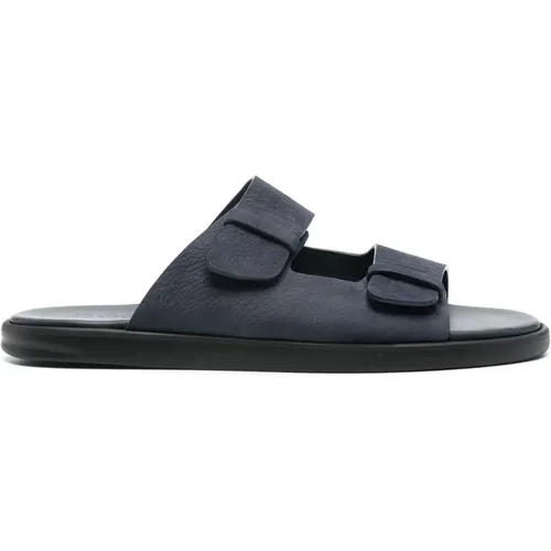 Blaue Leder Freizeit Offen Flache Sandalen , Herren, Größe: 42 EU - Doucal's - Modalova