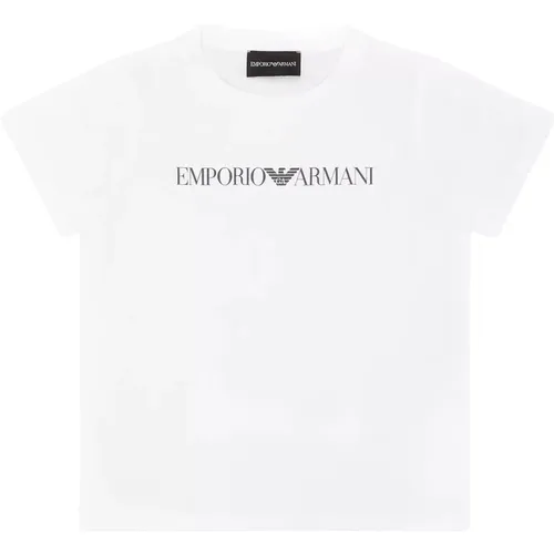 Logo T-Shirts und Polos,Weiße Baumwoll-Logo-Print-T-Shirt - Emporio Armani - Modalova