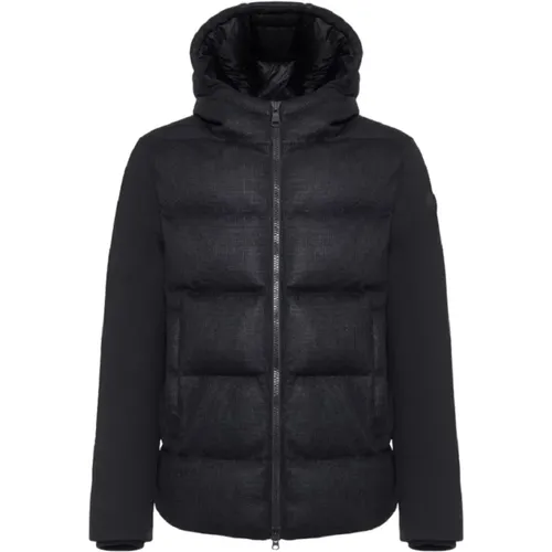 Schwarze Rippstrick-Kapuzenjacke , Herren, Größe: M - Colmar - Modalova