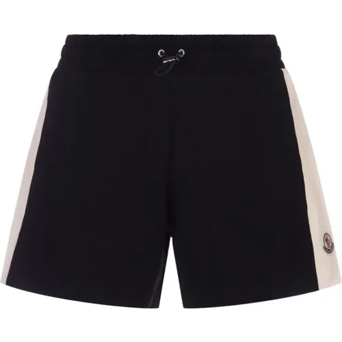 Blaue Jersey-Shorts mit Logo-Patch , Damen, Größe: XS - Moncler - Modalova