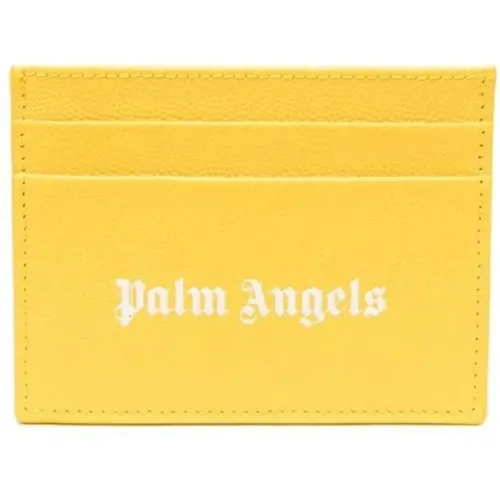And White Leather Card Holder , unisex, Sizes: ONE SIZE - Palm Angels - Modalova