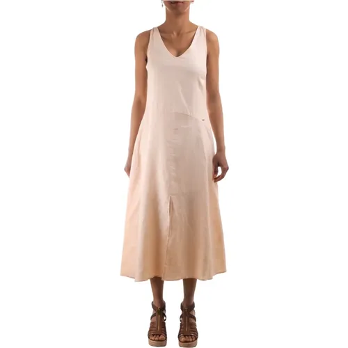 Ärmelloses V-Ausschnitt langes Kleid , Damen, Größe: S - Armani Exchange - Modalova