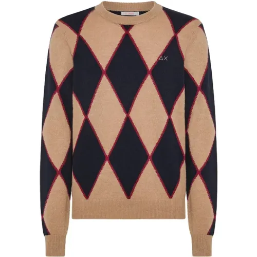 Argyle Round Pattern Sweater , male, Sizes: XL, L, 2XL, M - Sun68 - Modalova