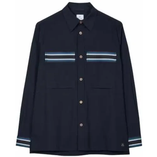 Blaues Gestreiftes Jersey-Overshirt M2R 172Z N21951 49 - Paul Smith - Modalova