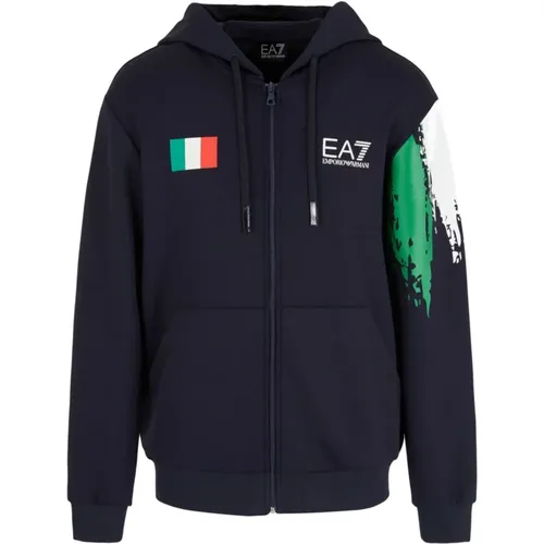 Sweater with Logo Print and Hood , male, Sizes: 2XL, M, S, L, 3XL, XL - Emporio Armani EA7 - Modalova
